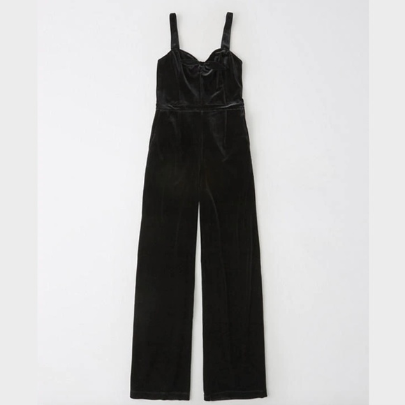 Abercrombie & Fitch Velvet Tie Front Jumpsuit - Picture 6 of 7